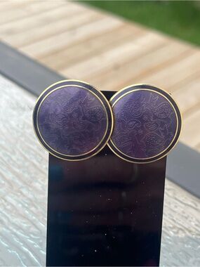 Vintage Nuri Purple With Filigree Earrings Signed